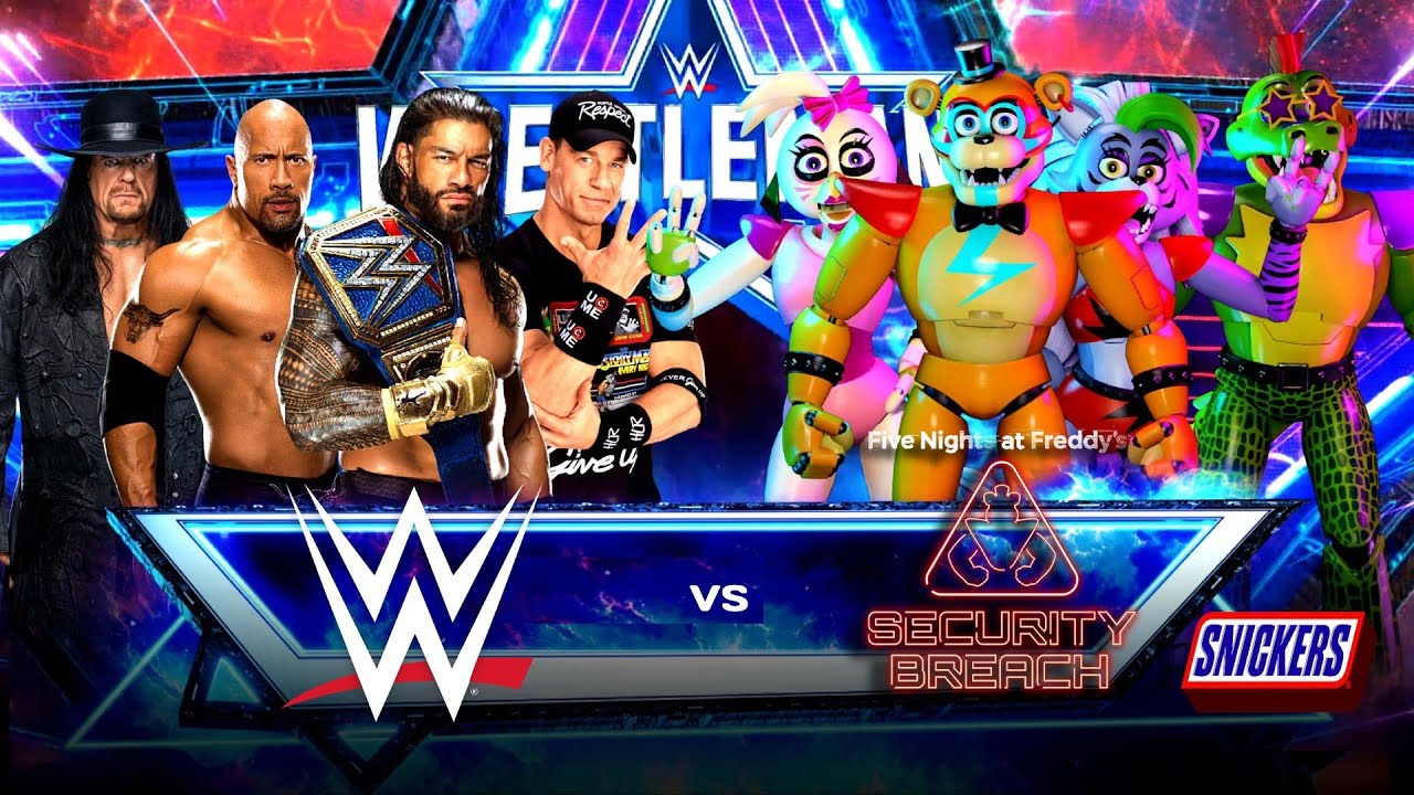 WWE Elite Heavyweights vs. FNAF Freddy Chica Monty Roxy | WWE 2K23 [ULTRA Graphics] 4K60FPS