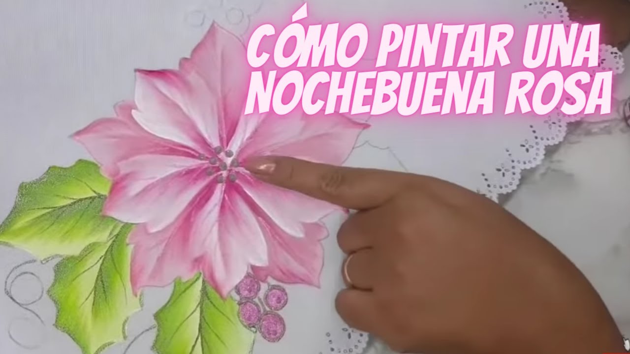 Pintura en Tela Navideña Flor de Nochebuena Rosa