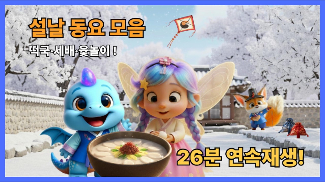 🎵 설날 동요 모음 26분 | 떡국·세배·윷놀이 전통놀이 키즈송 총집합