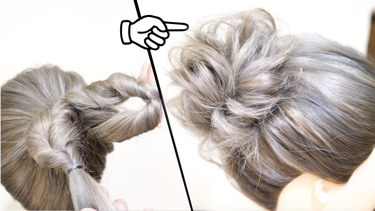 【 初心者の方必見！】５分でできる！くるりんぱ２つ！簡単に可愛くなるお団子のヘアアレンジ！How to:EASY MESSY BUN|  Bun Hairstyle | Updo Hairstyle