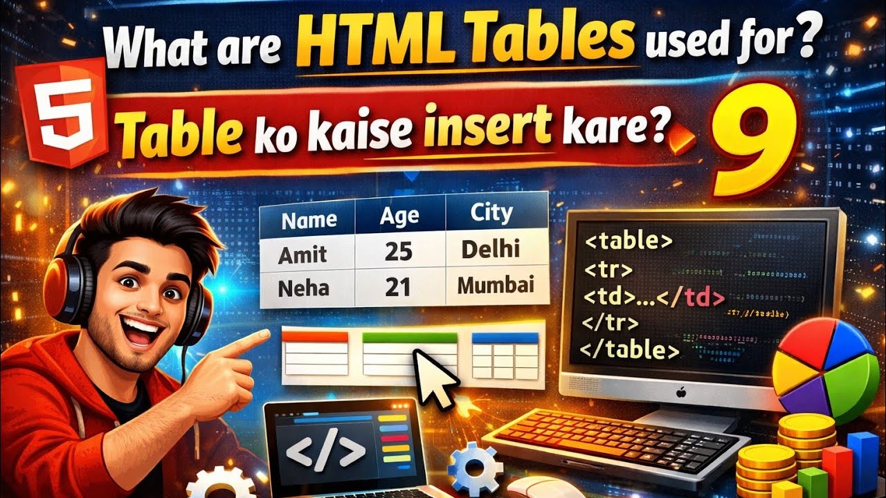 HTML Tables in Hindi | Table ka Use aur Insert kaise kare? | HTML Tutorial Lecture 9