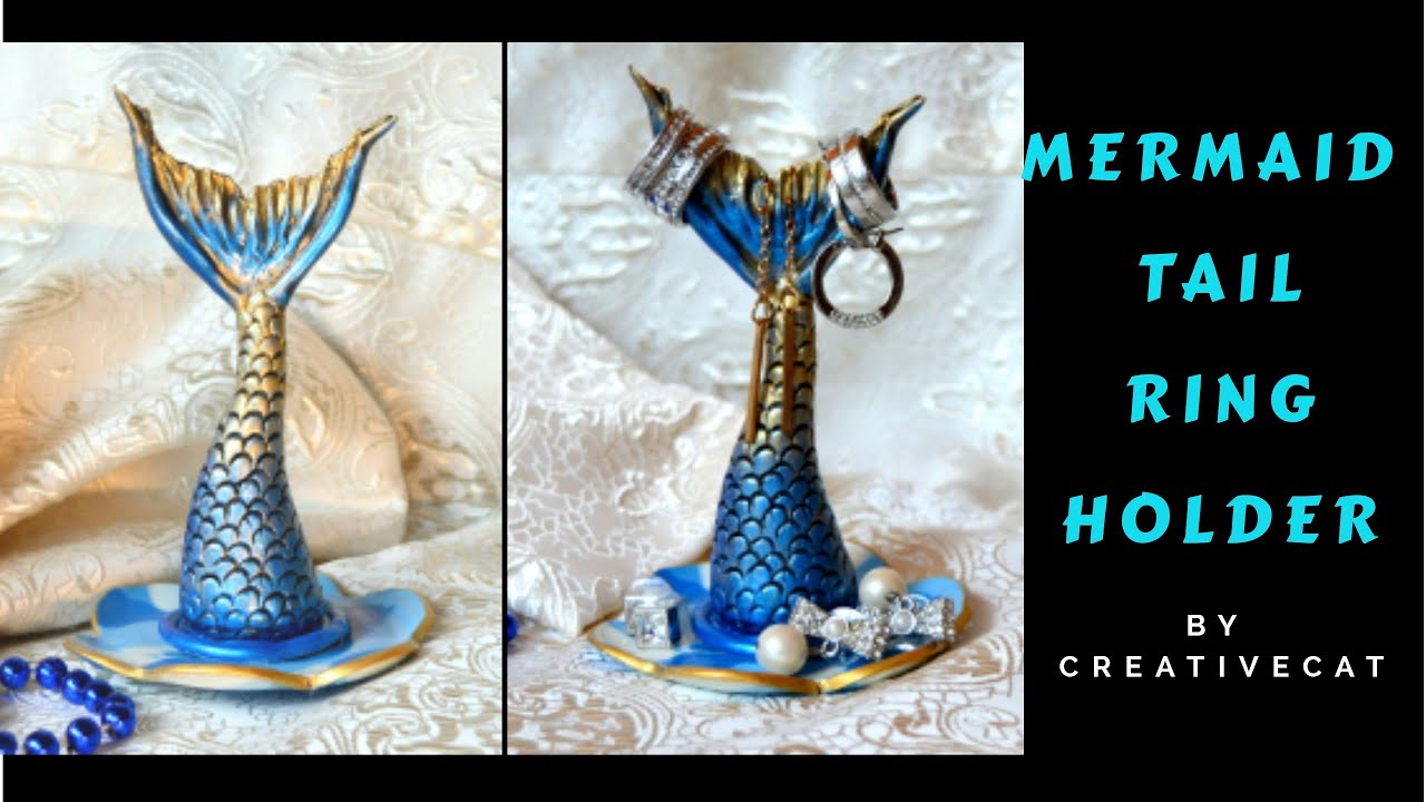 Mermaid Tail Cute Ring Holder / Cold porcelain/Airdry clay Mermaid tail/ Everyday Jewelry Holder