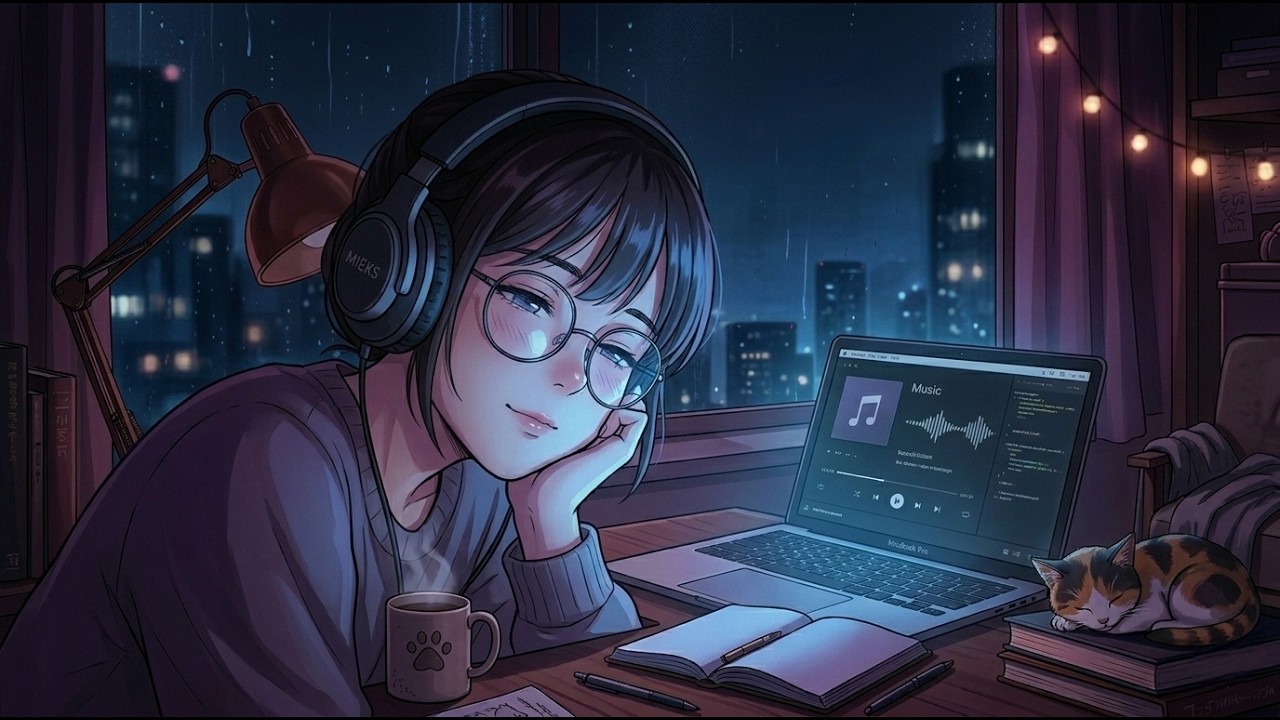 ☔ Rainy Night Lofi Girl – Relaxing Beats for Sleep Therapy, Anxiety Relief & Study Focus 🌙🎶