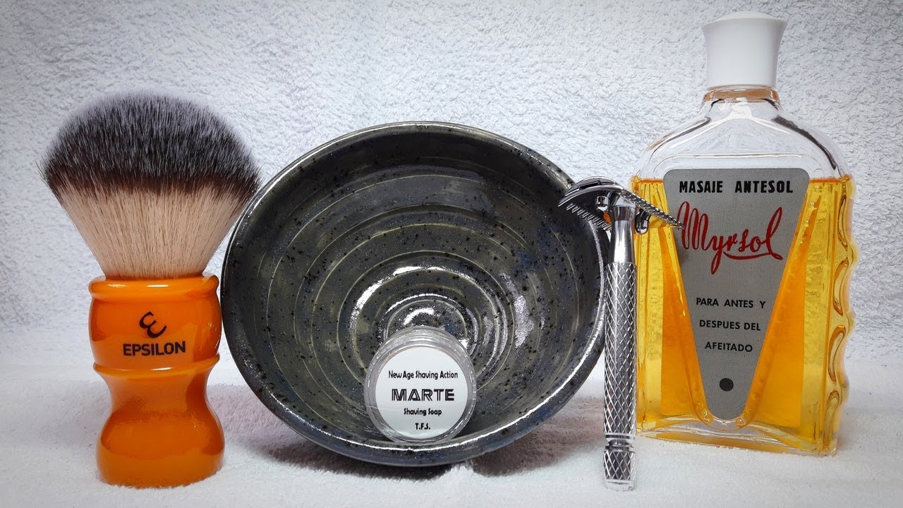 Бритьё. Помазок Epsilon, Myrsol ANTESOL, мыло T.F.S. NASA Marte soap, Yaqi Open Comb, Personna.