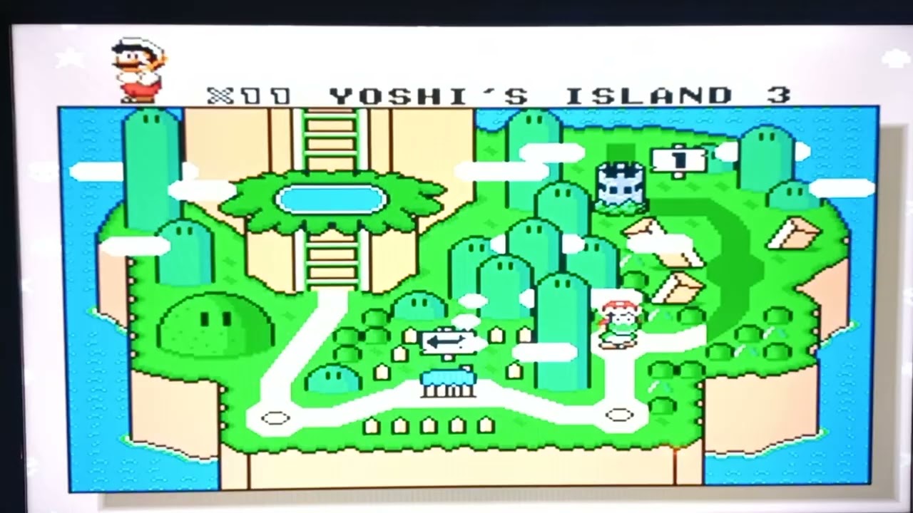 Super Mario World (Super Nintendo) M8 gaming stick. (Yoshi's Island.) Gameplay.
