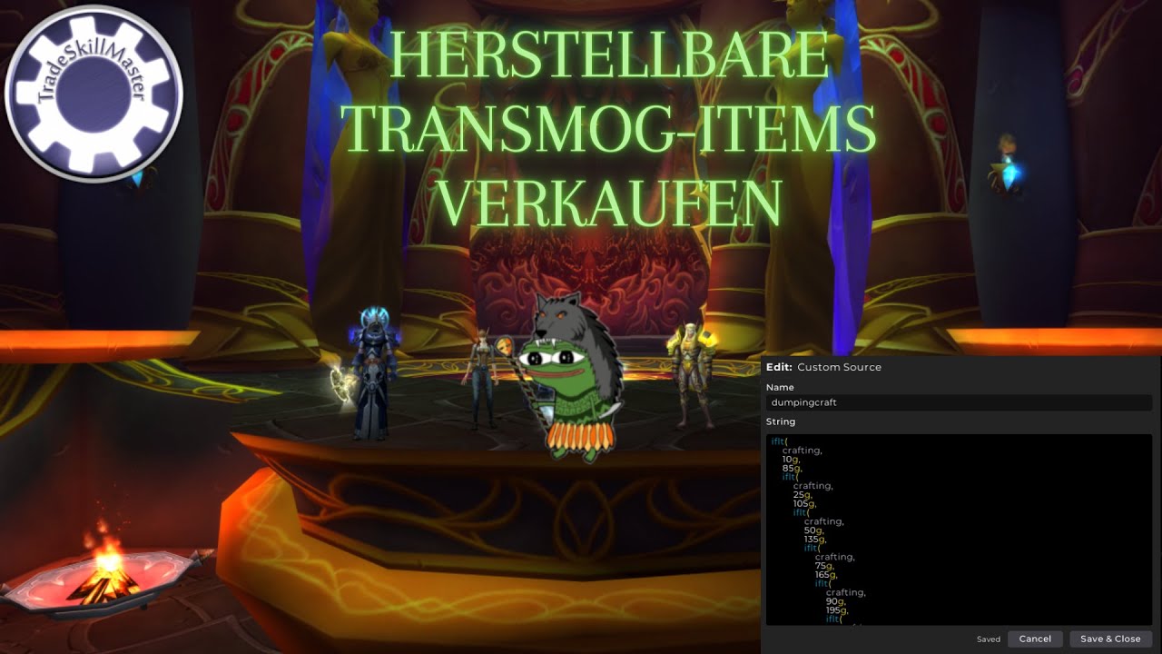 WoW-Goldmaking-Retail | Herstellbares Transmog einstellen mithilfe von TSM | Deutsch