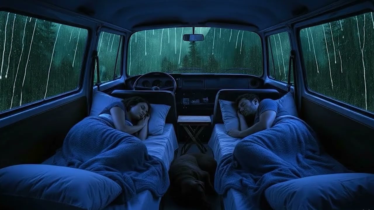 Vanlife ASMR for Deep Sleep ⛈️ Romantic Rainy Camping Night with a Sleeping Pet