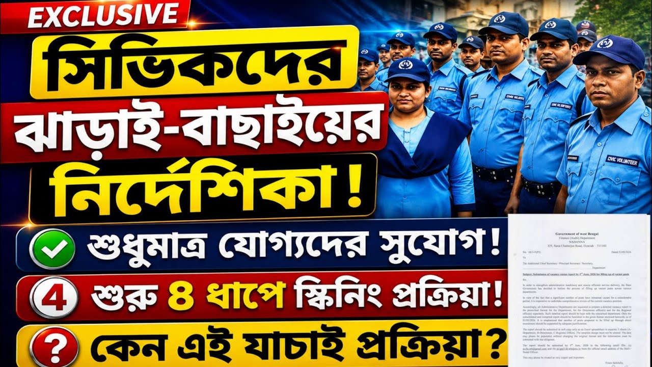 Civic Police Verification | সিভিক ভলান্টিয়ার ঝাড়াই বাছাইয়ে নির্দেশিকা ! Civic volunteer news today 
