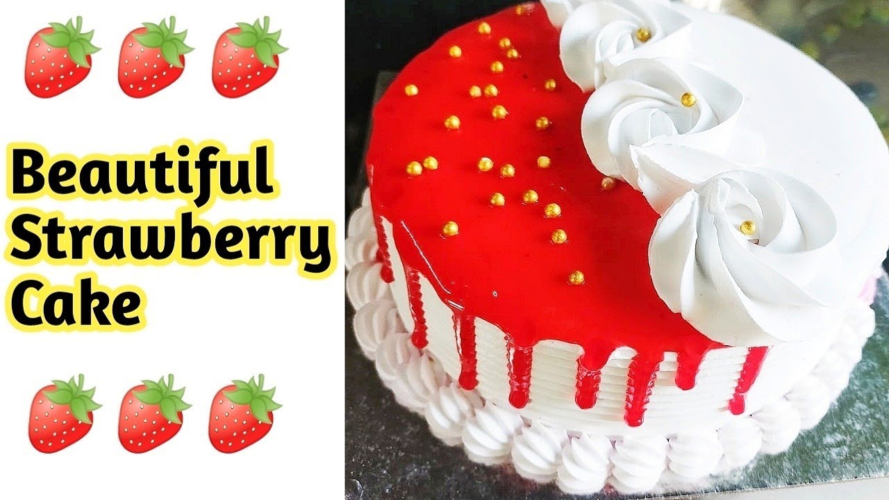 Strawberry Cake|Eggless Strawberry Cake Without Oven|How to make strawberry cake 🍓🍓 स्ट्रॉबेरी केक
