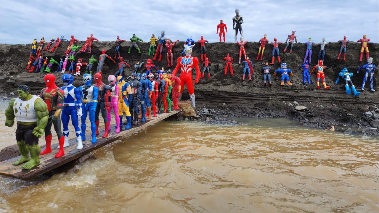 ULTRAMAN DAN DAN POWER RANGERS JATUH KE JURANG, ULTRAMAN ZERO DAN SPIDERMAN HANYUT KE SUNGAI
