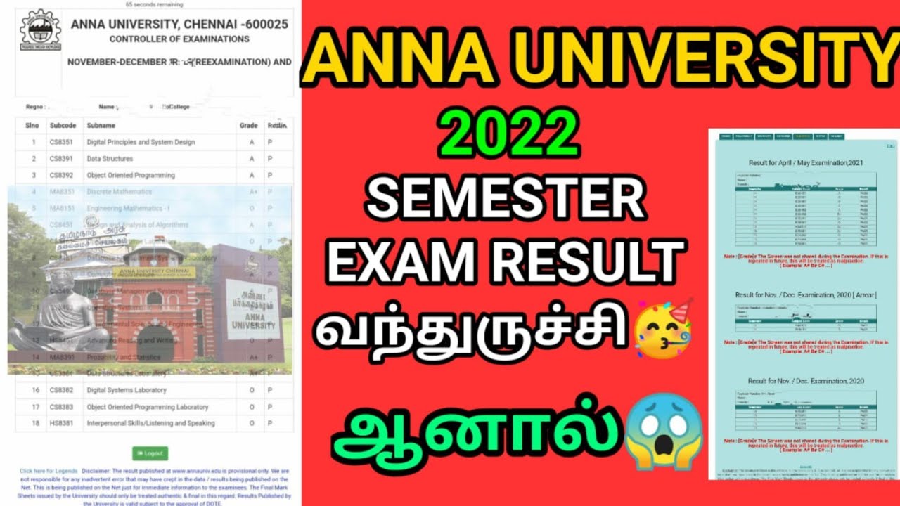 Anna university result 2022 | Ug & Pg exam result 2022 | result published | Anna university | AU