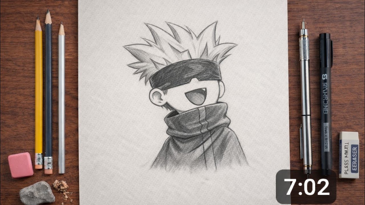 How to draw kid Gojo saturato | easy gojo drawing for beginners.