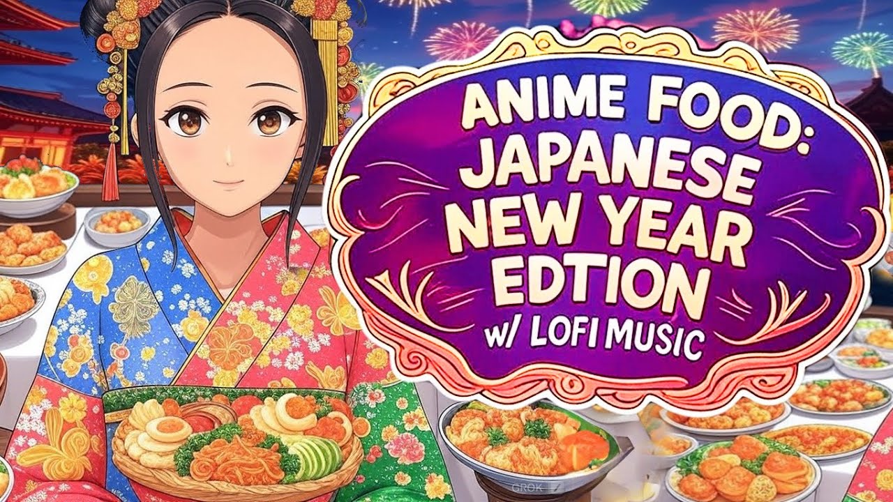 Anime Food Visuals: Japanese New Year's Edition (w/ Lofi Beats) | 1 Hour Chill {No Looping Visuals}