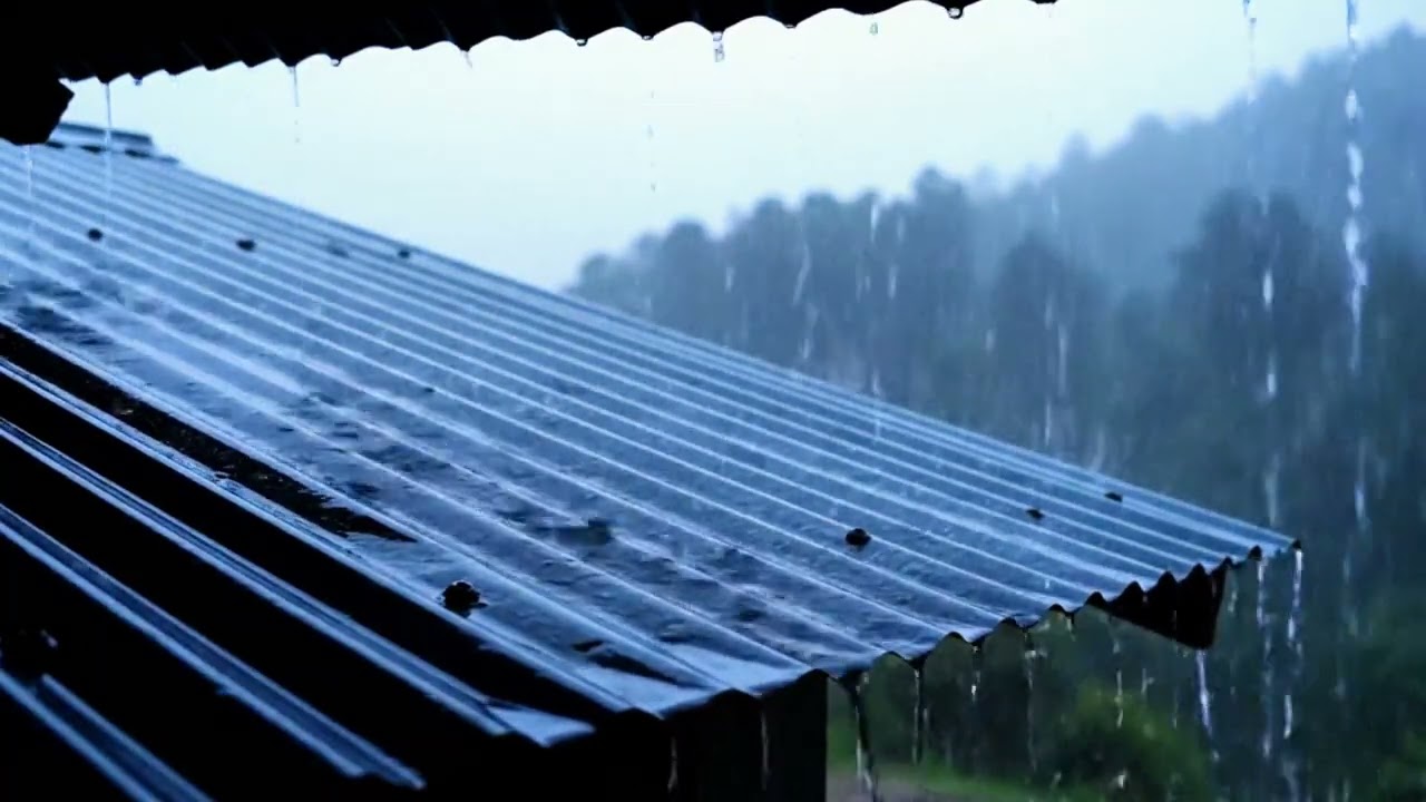 Relaxing Heavy Rain on Metal Roof at Night  Sleep Instantly