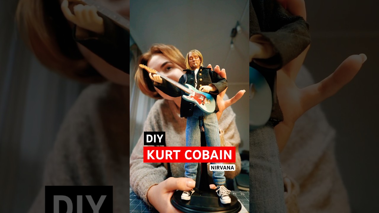 Handmade figure of Kurt Cobain 🎸  #kurtcobain #nirvana #diy #figurine #collectibles