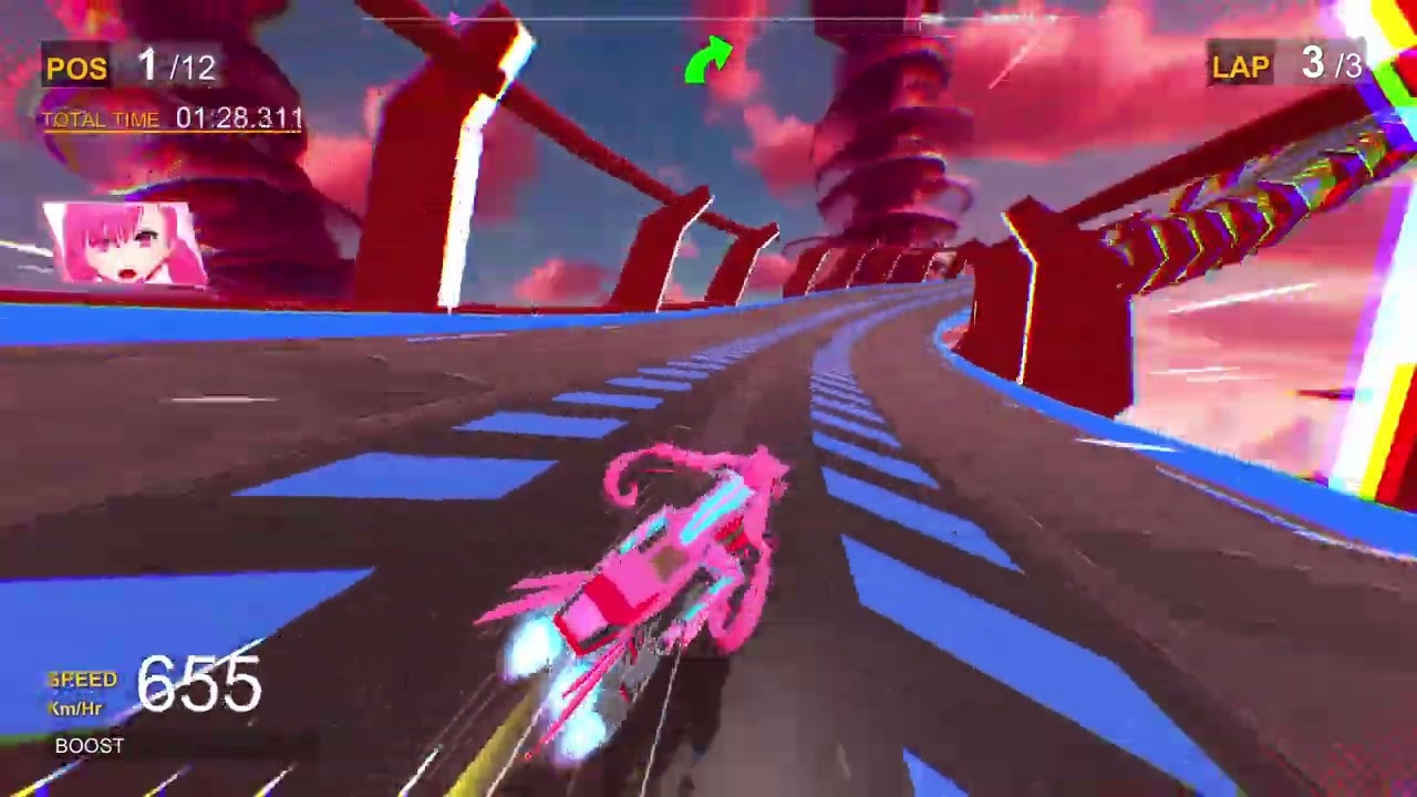 Hover Rev Hispeed Burst : pure race mode, Double Ring Cross track,1st place, no wall crash