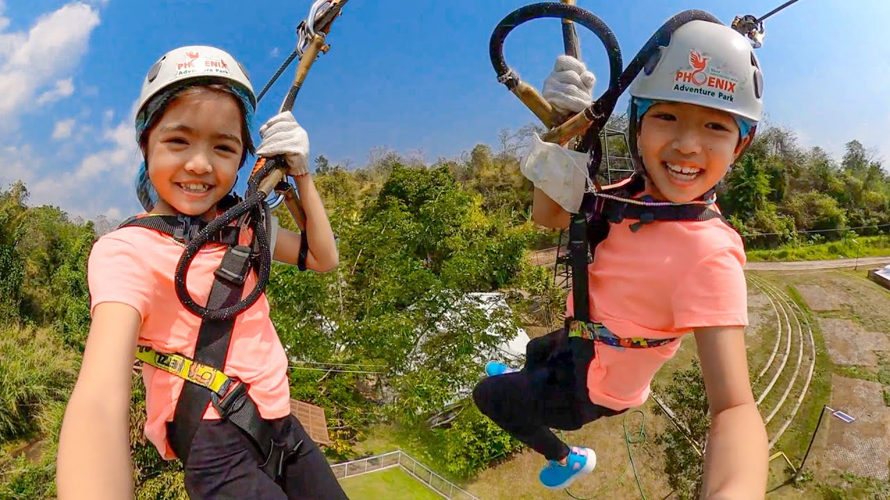 หนูยิ้มหนูแย้ม โหนสลิง สูงมากสนุกมาก