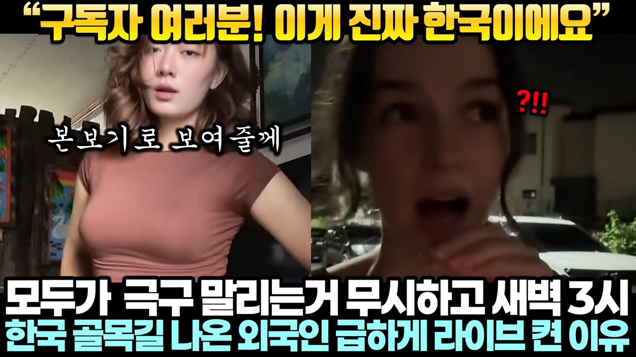 모두가 극구 말리는거 무시하고 새벽 3시 한국 골목길 나온 외국인 급하게 라이브 켠 이유