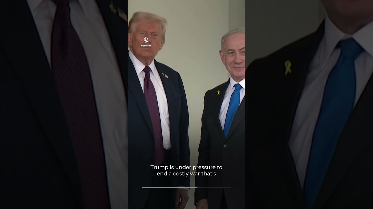 Trump meets Netanyahu for a record seventh White House visit | AJ #shorts