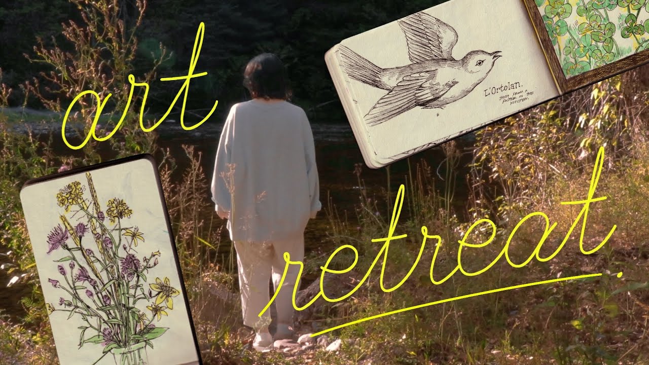 sketchbooking with friends in nature ☘︎ cabin art retreat