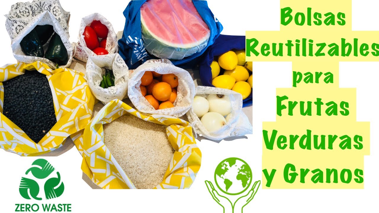 4 Bolsas Fáciles Reutilizables para Frutas, Verduras y Granos