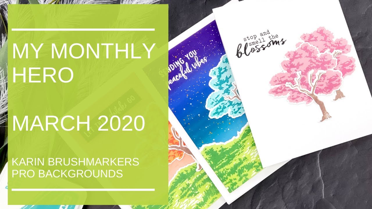 My Monthly Hero Kit | Hero Arts March 2020 | Karin Brush Markers Pro Backgrounds