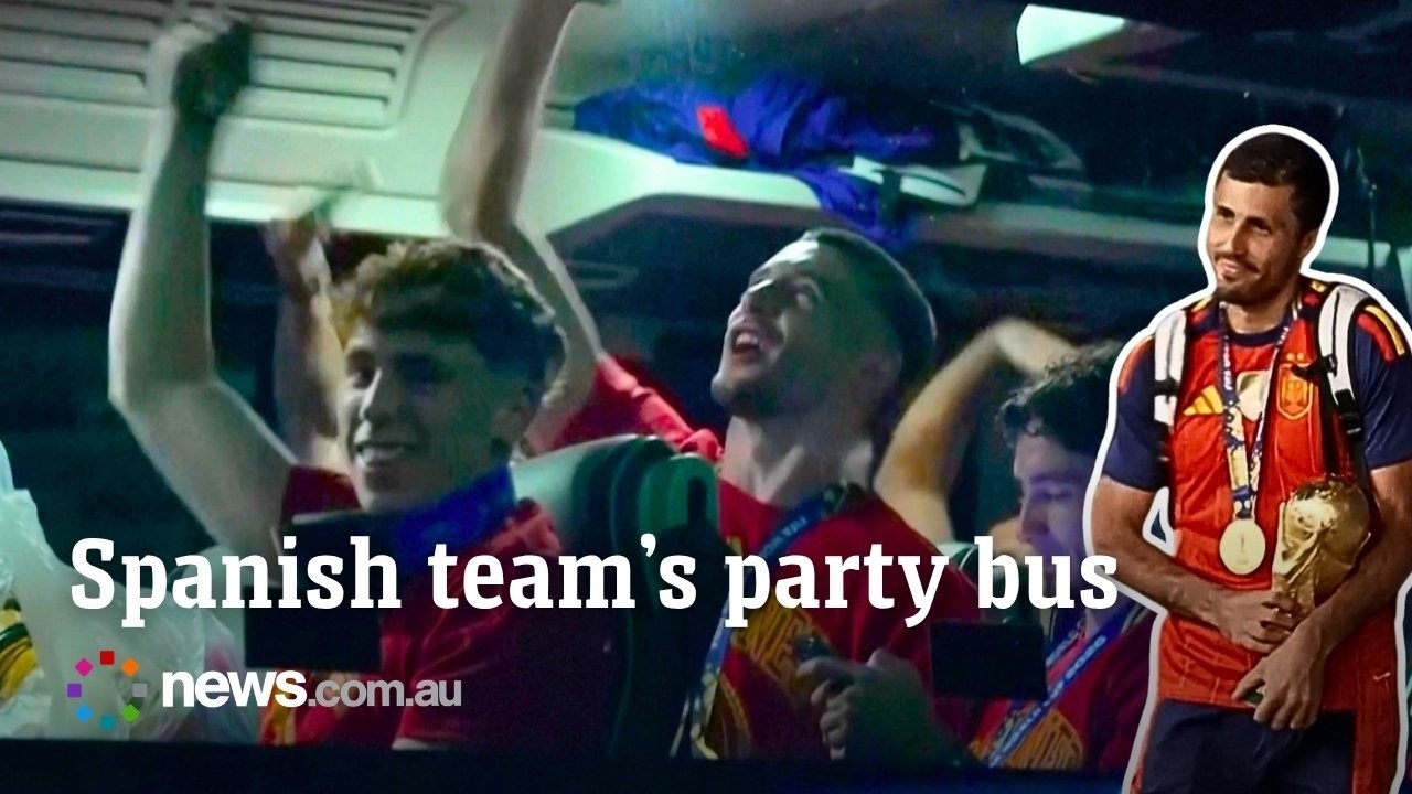 Spanish team continue to party on bus after leaving stadium