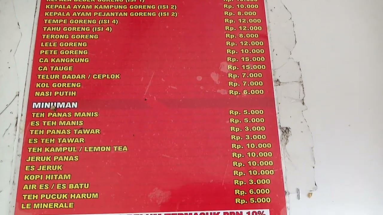 Daftar Menu & Harga Bebek & Ayam Prasmanan mas Budi#kulinertangerang #kulinerviral #prasmananmurah