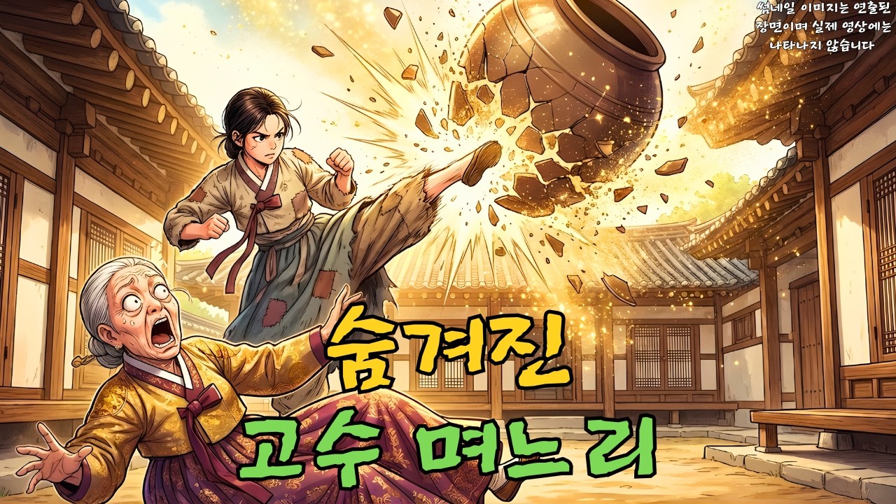 시어머니의 잔소리를 피하려다 날아오는 장독대를 발차기로 받아내는 며느리의 숨겨진 무림 고수 본능이 깨어나는 순간 | 야담·민담·전설·설화·옛날이야기