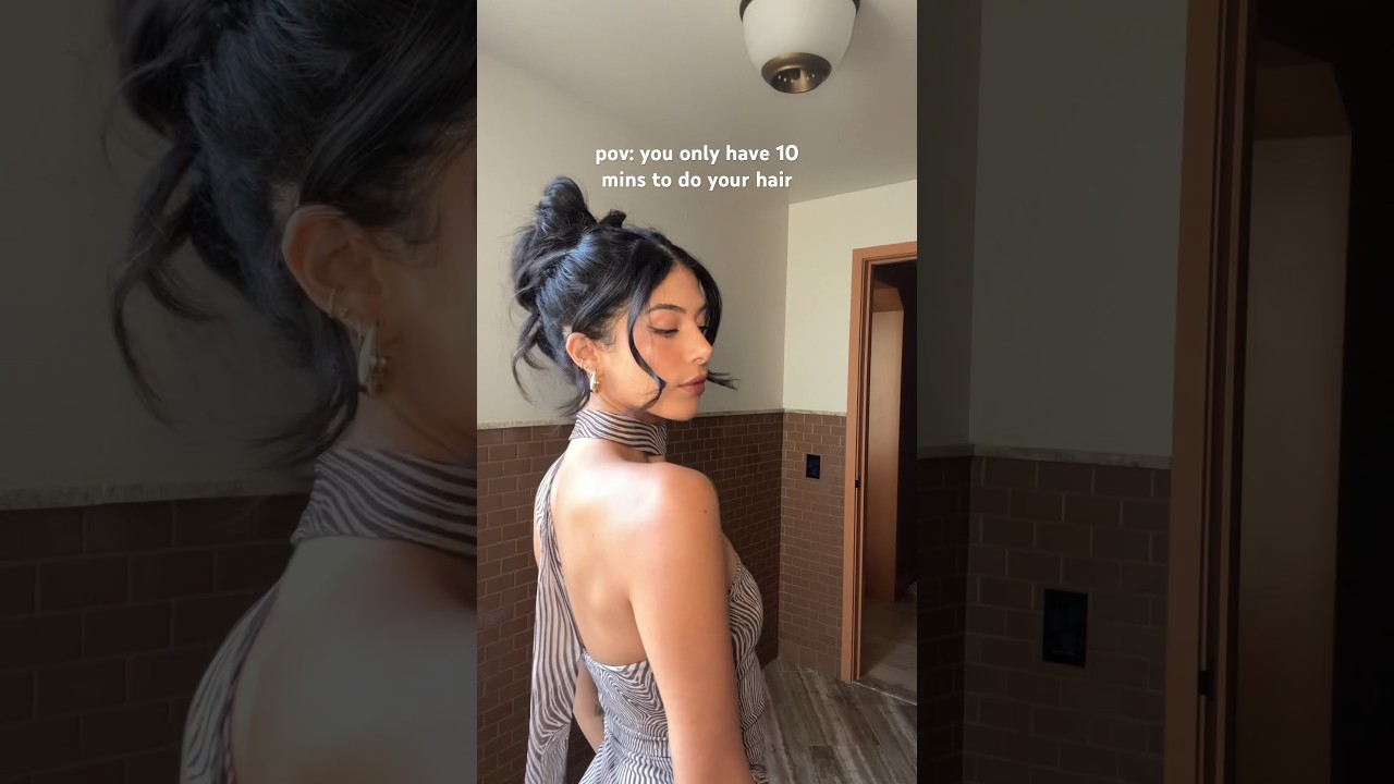 My favourite EASY updo #updo #hairstyles #messybuntutorial #messybun #shorts