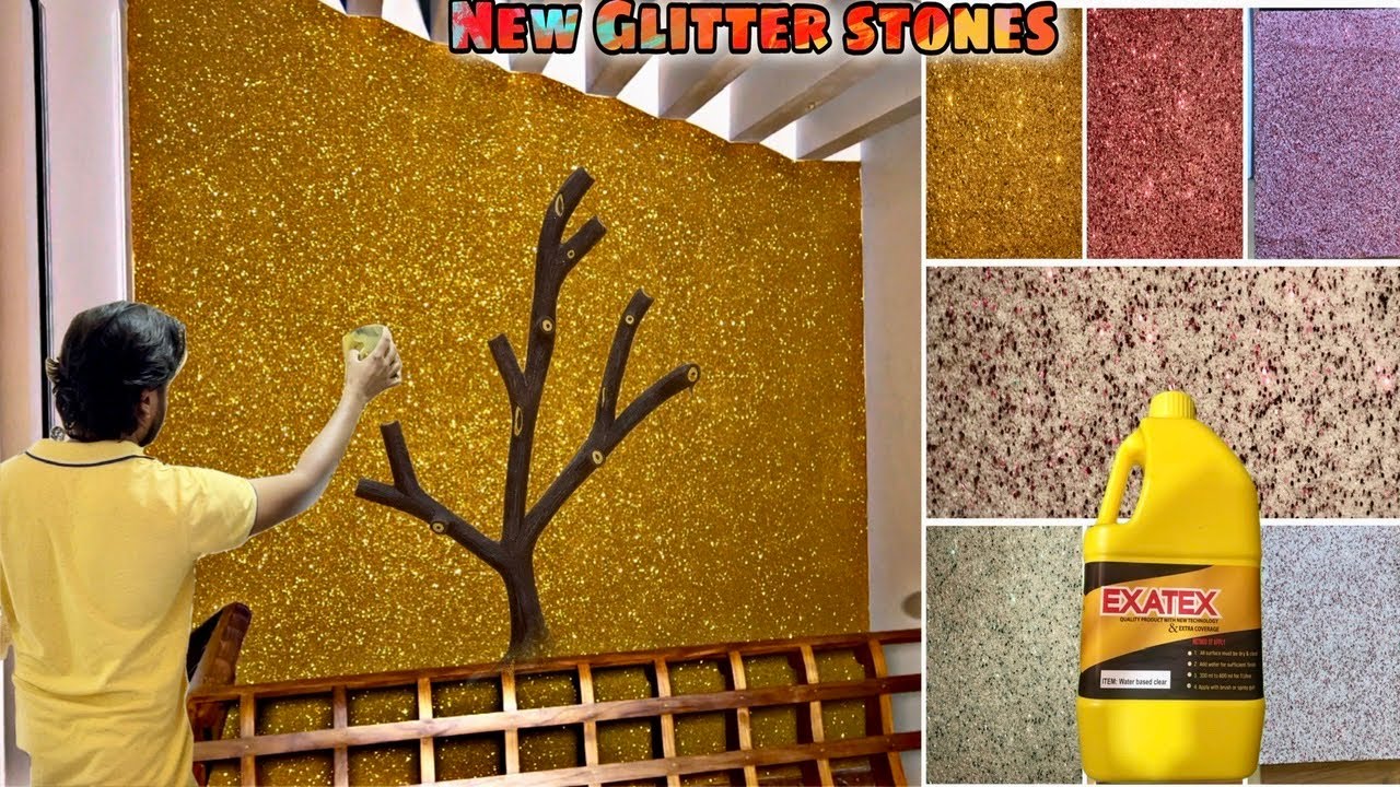 New Exatex Glitter Stone Wall Painting Texture Finish|Interior Wall Designing