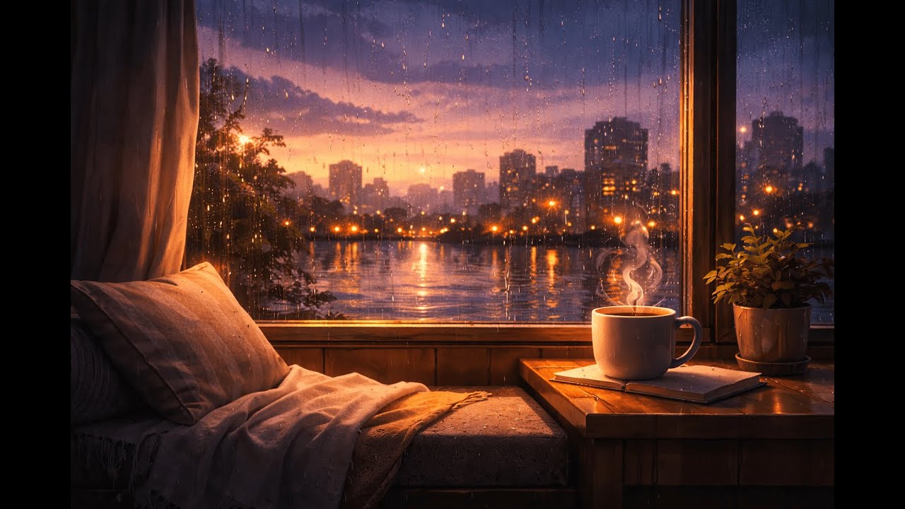 Study & Work BGM ☕ | Rainy Sunset Café Mood (29 Minutes)