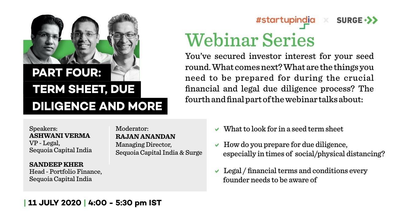Raising your Seed Round with Surge x Startup India - Term Sheet, Due Diligence and More