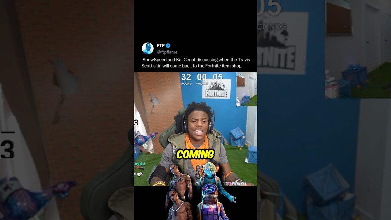 IShowSpeed & Kai Cenat ask about Travis Scott&rsquo;s Fortnite skin returning 😳