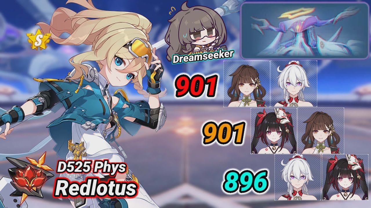 Redlotus D525: Kevin (Phys) 896~901 Pts - S0 Dudu, Sushang, Hanabi, Badum, Dreamseeker SS - HI3 8.5