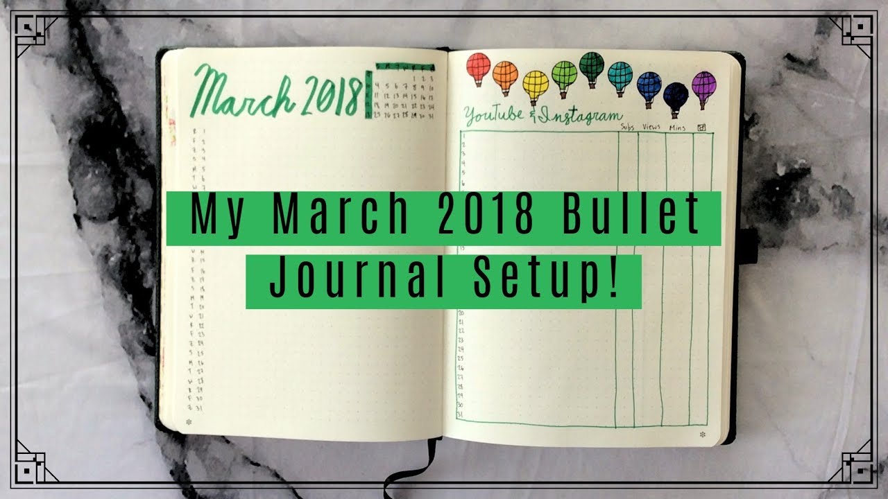 March 2018 Hot Air Balloon BuJo Theme // Bullet Journal Plan With Me #7