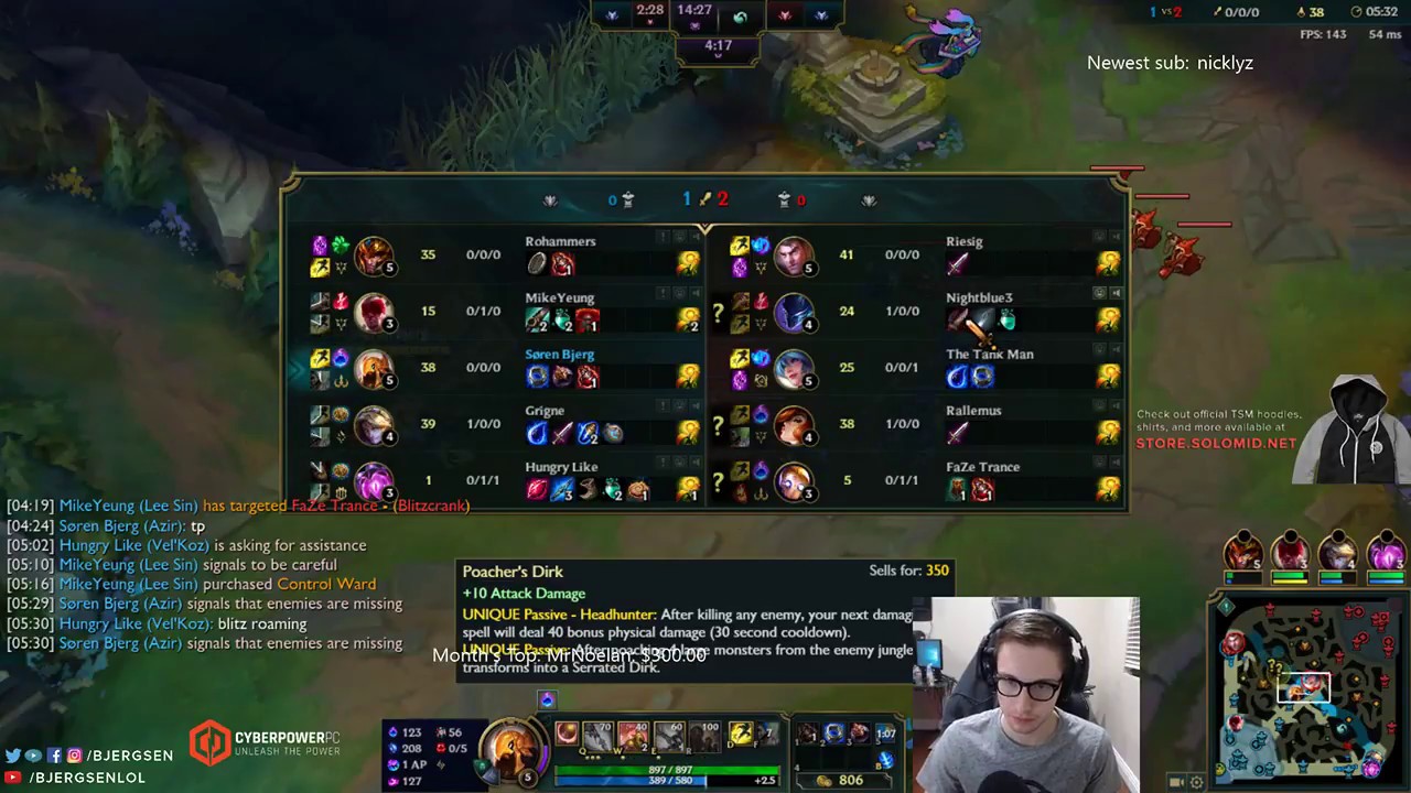 [TSM Bjergsen] -  Azir vs Sona mid Pre Season 8 Full HD