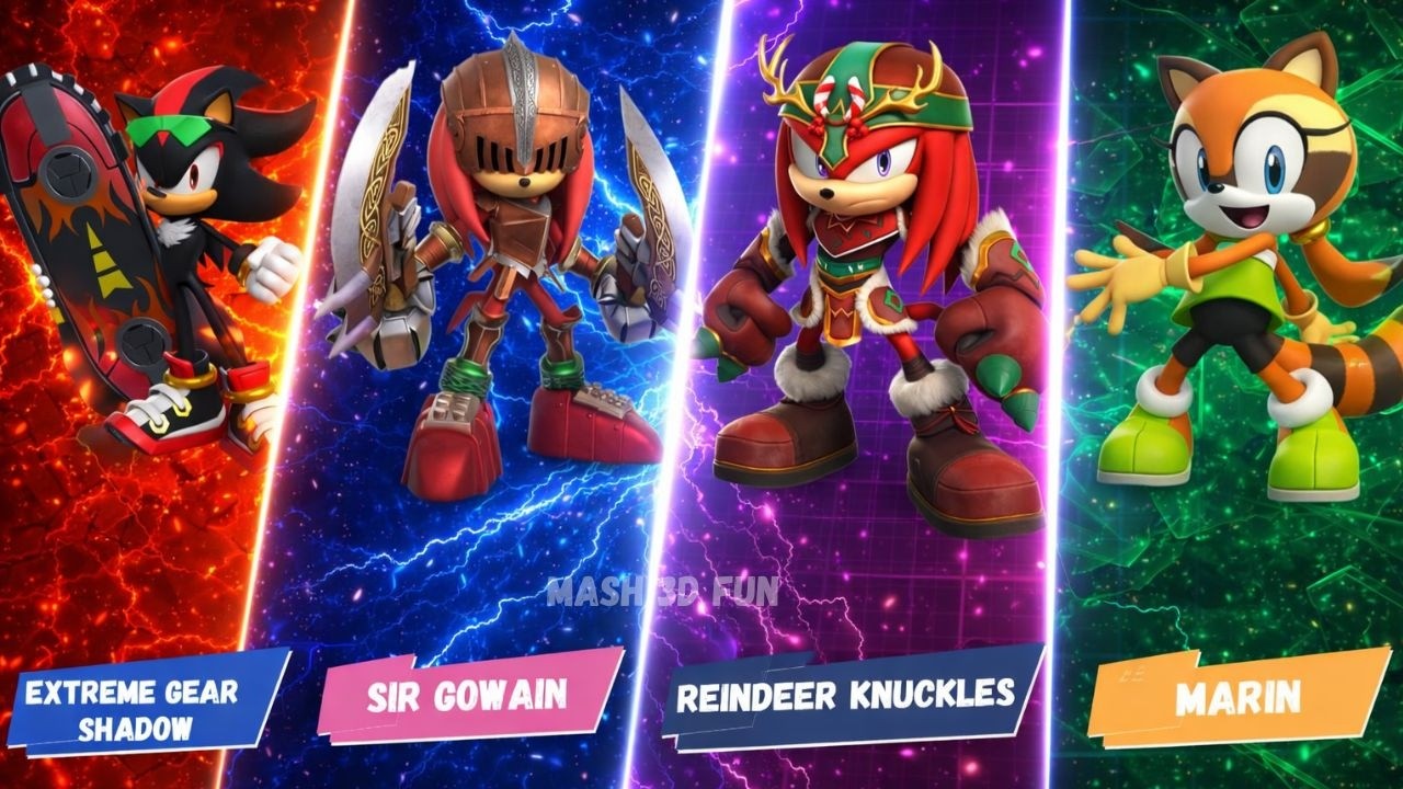 Who is The Fastest Runner ?🏃💨🏆 | Shadow 🆚 Gowain 🆚 Knuckles 🆚 Marin | Mash3d fun | Epic Game Battle