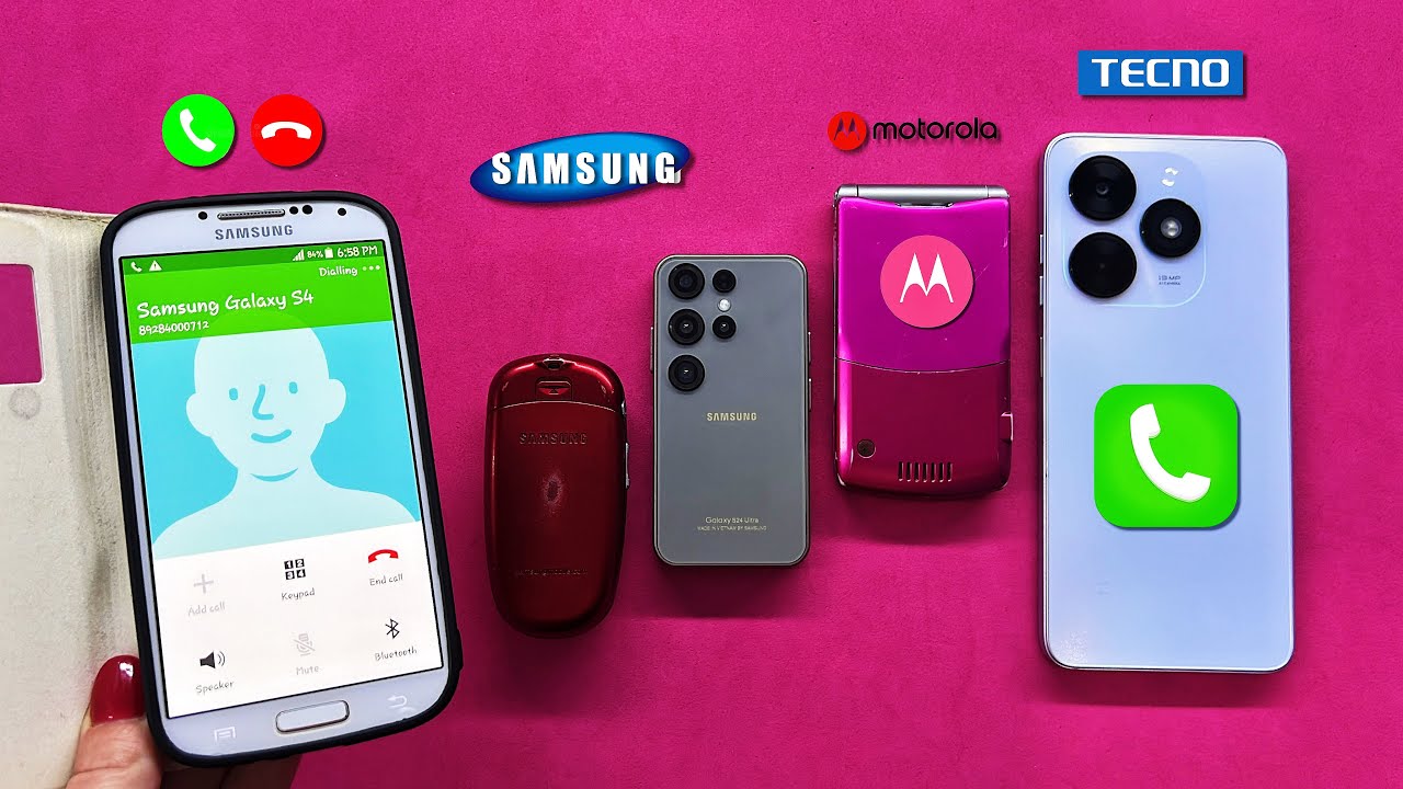 Samsung Galaxy S4 Calling on Samsung X460 + Samsung S 24 Ultra + Motorola Razr V3 + Tecno Go 2024