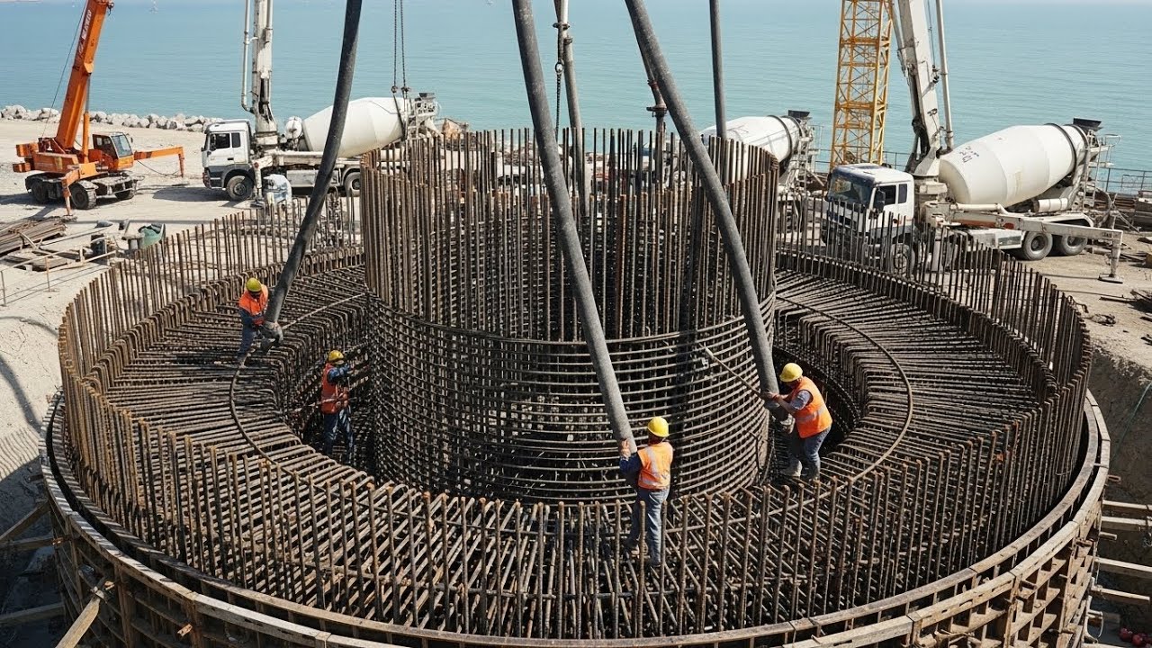 Inside the largest Transoceanic Concrete Factory – Cable Car Pillar Casting Process – (Full process)