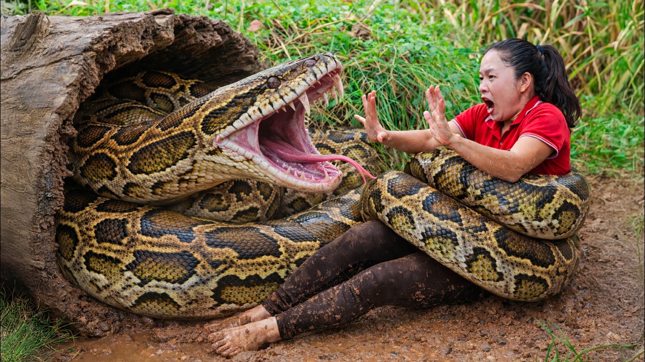 72 Hours on high alert: Giant Pythons lurk underwater - Big Python Attack! What Happens Next?