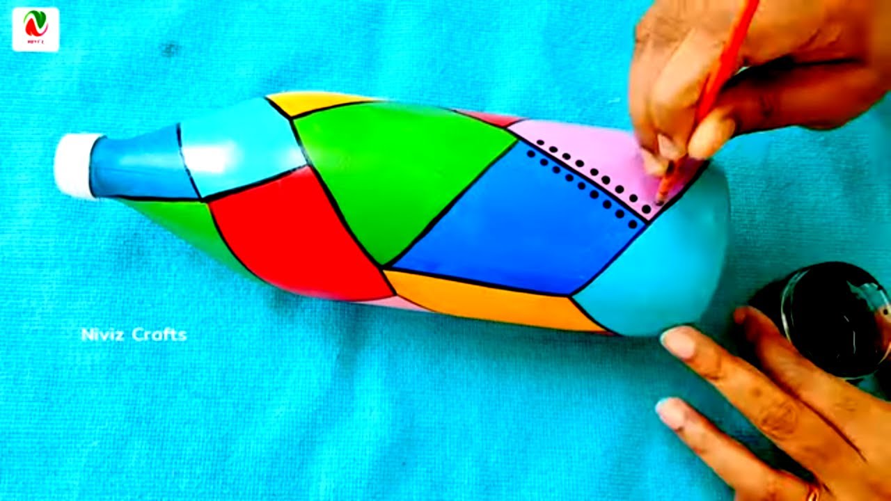Easy Bottle Painting for beginners | Simple Bottle Painting | Bottle Art Easy DIY  | Niviz Ep 65