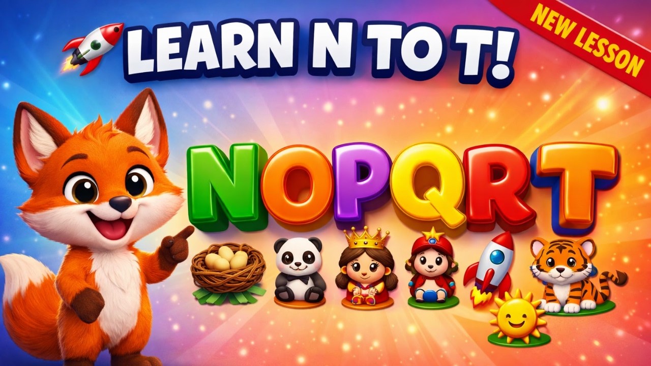 🎯 Learn Letters N to T with Fox 🦊 | Phonics & Fun Words for Kids