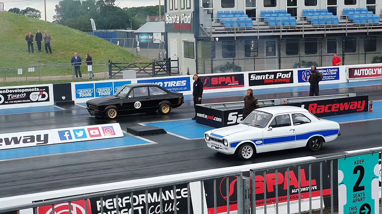 Supercharged MK1 Ford Escort At Retro Show Lite, Santa Pod Raceway Dragstrip