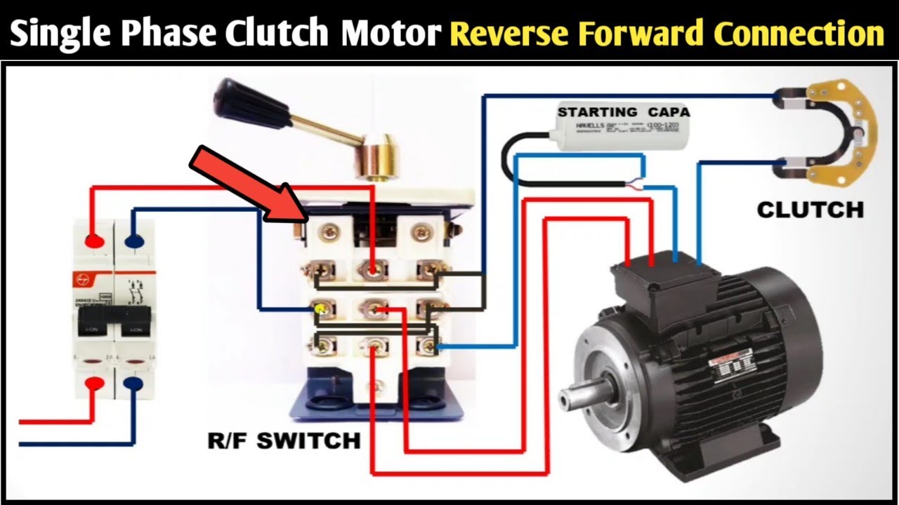 Single Phase Motor Reverse Forward Connection with Changeover Switch! Single Phase Motor Connection