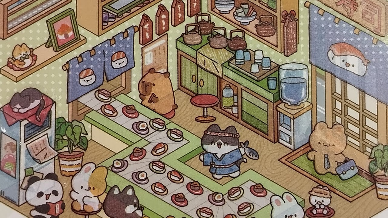 ASMR 3D MINIATURE SCENE STICKER : CONVEYOR BELT SUSHI 