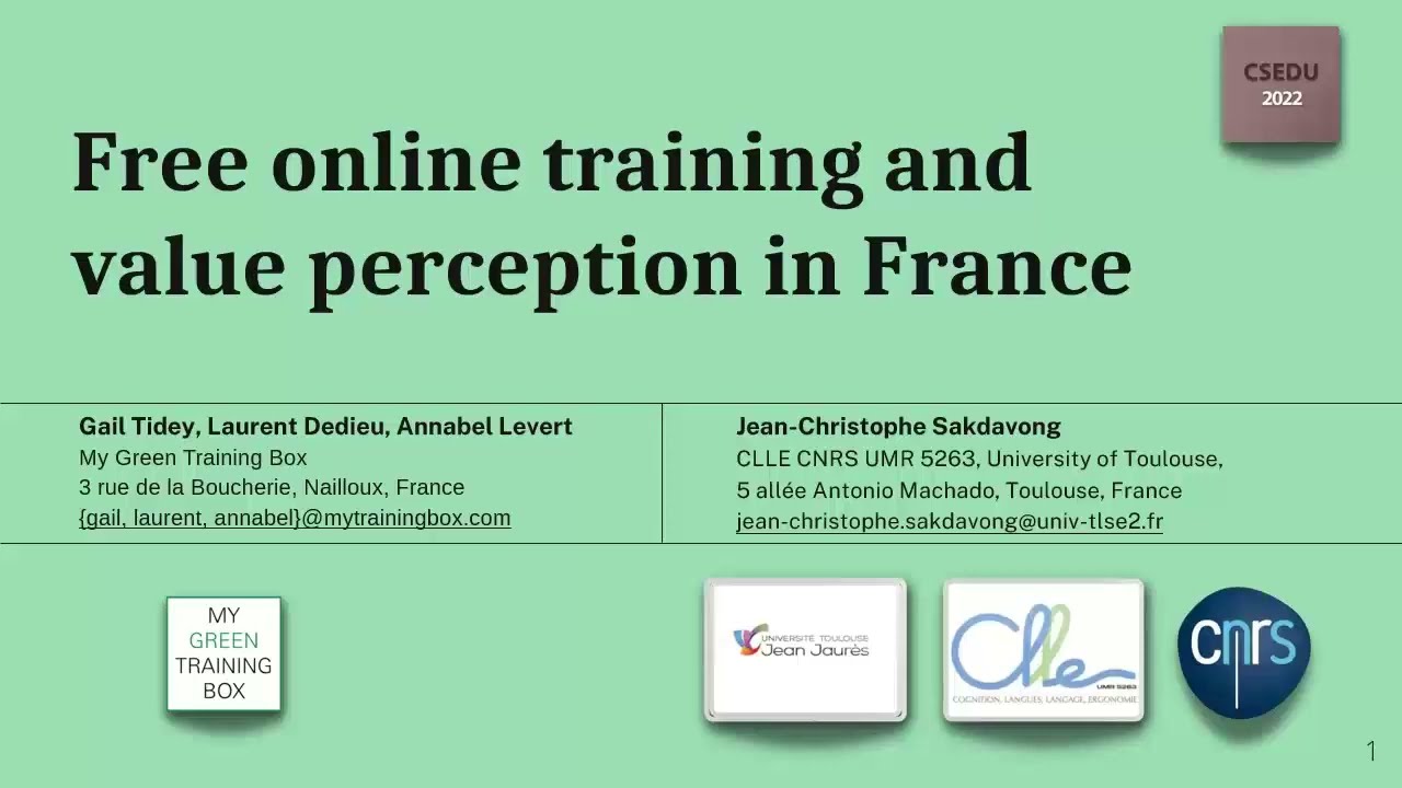 CSEDU 2022: Free Online Training and Value Perception in France