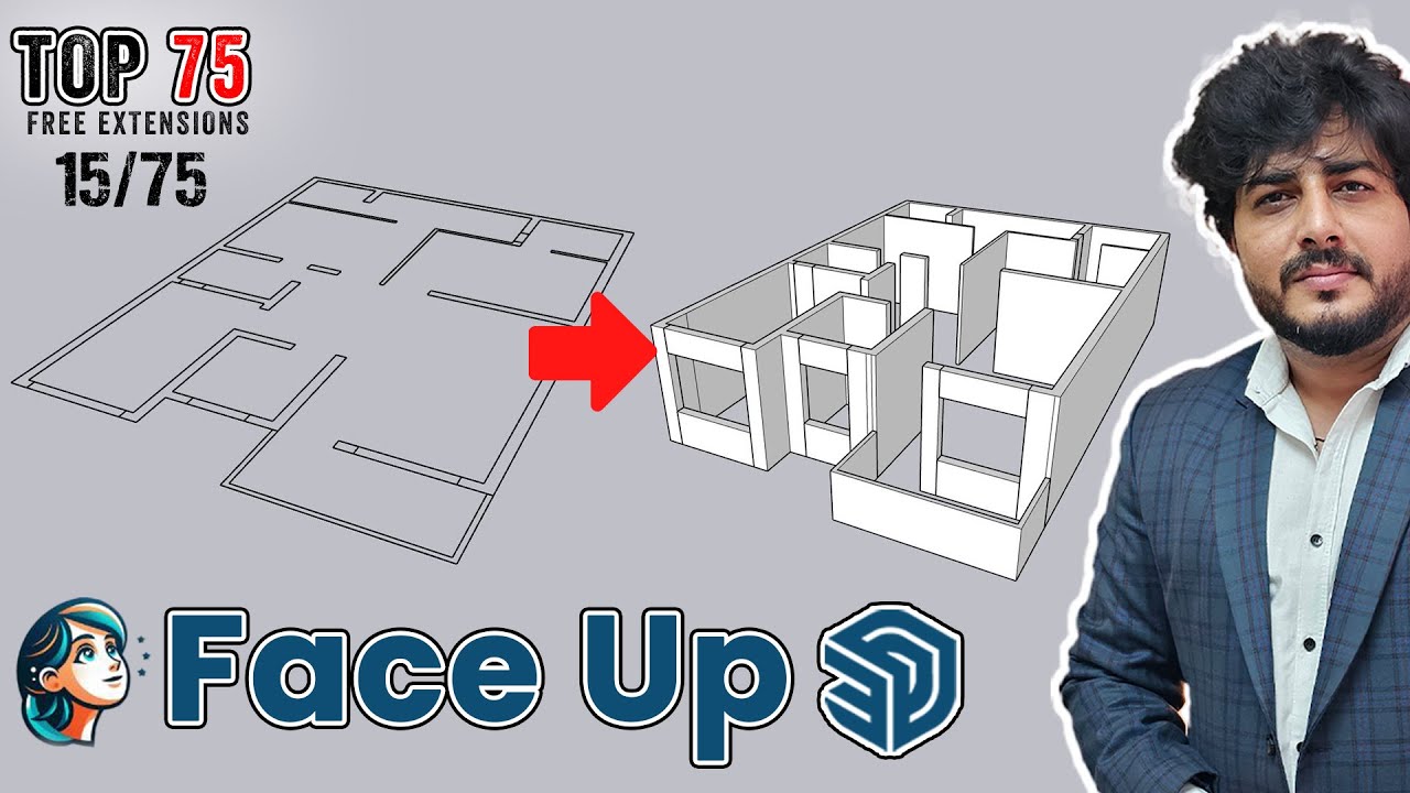 #15 Convert 2D CAD Plan to 3D in 1 Click ⚡ | FaceUp Extension | Top 75 Free Extensions for SketchUp