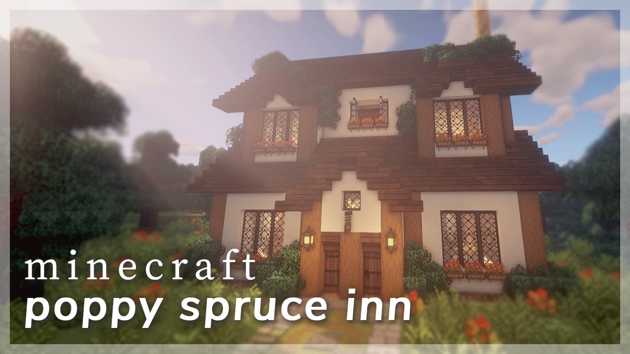 [Minecraft] Poppy Spruce Inn 🌲🛌 | Speed Build with CIT Resource Packs
