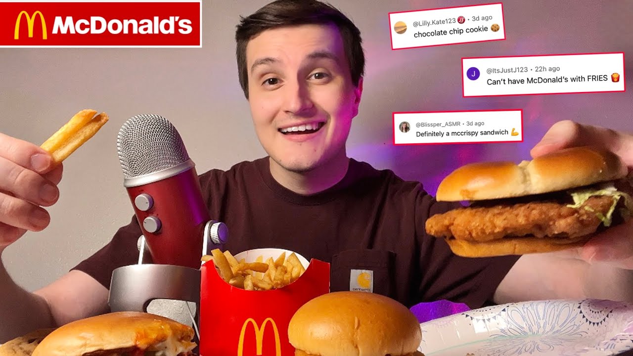 ASMR | Большой мукбанг с меню Макдоналдса 🍔🍟 (Мои подписчики выбирают мою еду)
